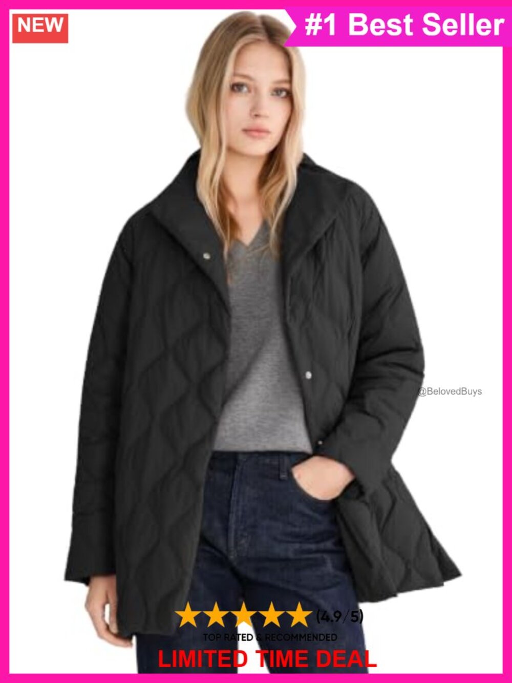 Oversized Quilted Down Puffer Jacket Lightweight Casual Coat